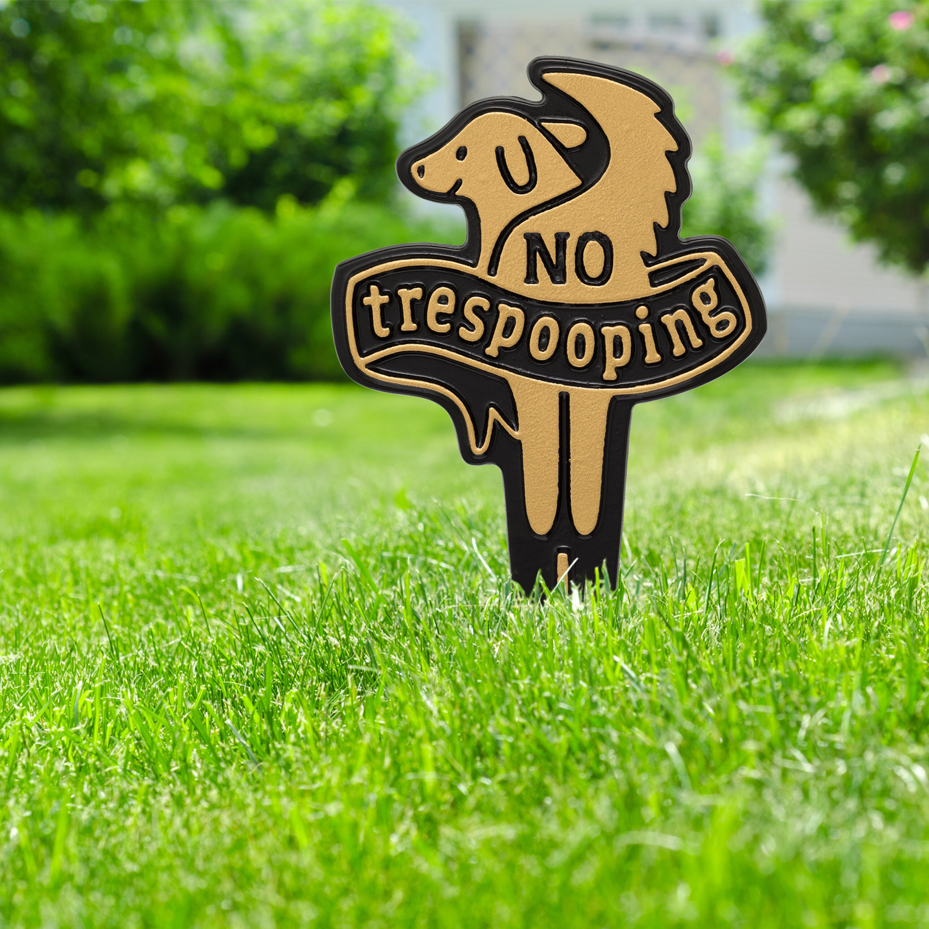 No Trespooping Pet Courtesy Lawn Plaque with Stake