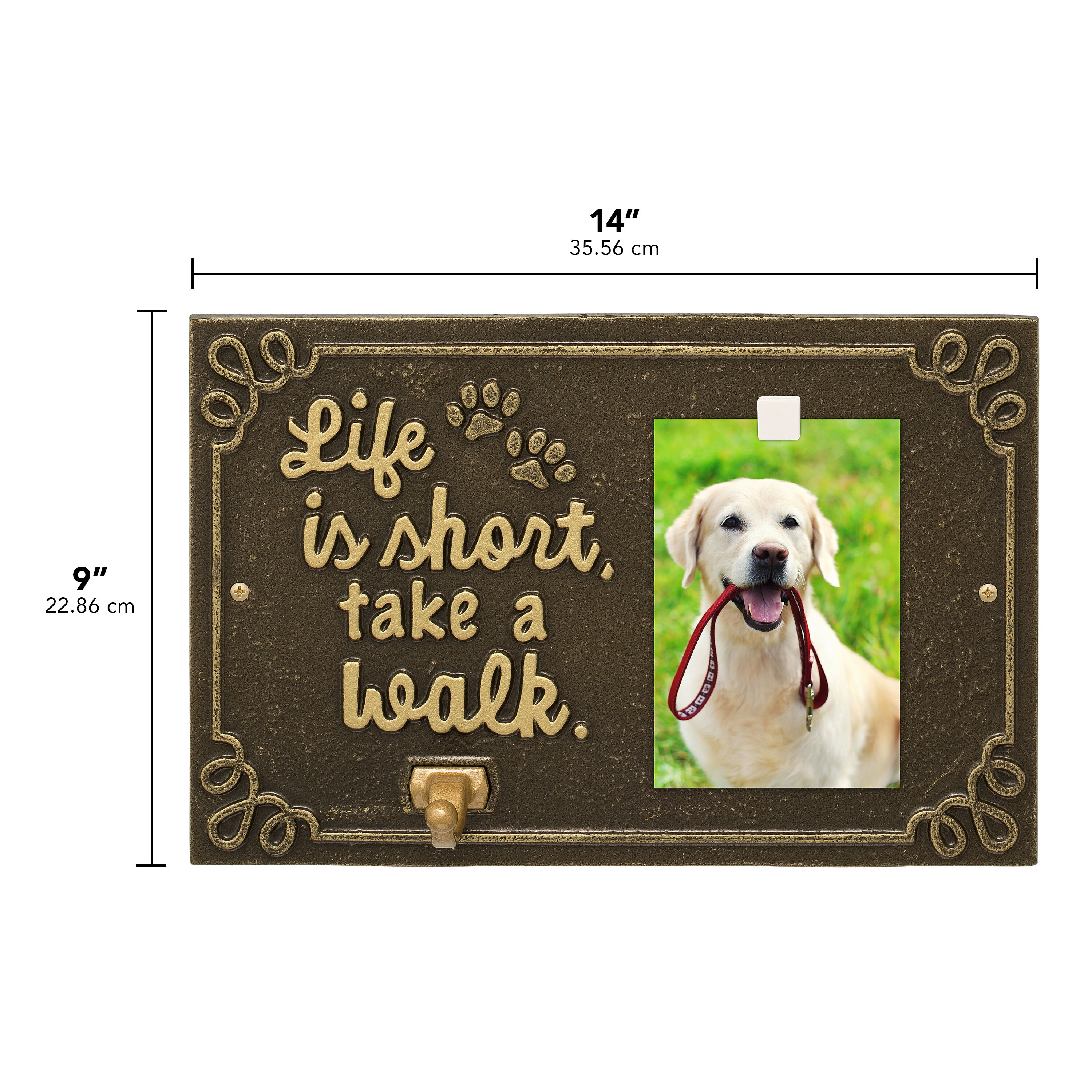 Life is Short Take a Walk Wall Plaque with Photo Clip and Leash Hook