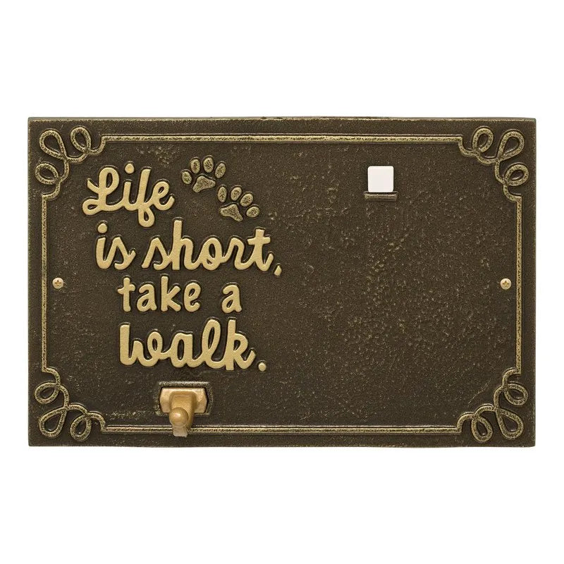 Life is Short Take a Walk Wall Plaque with Photo Clip and Leash Hook