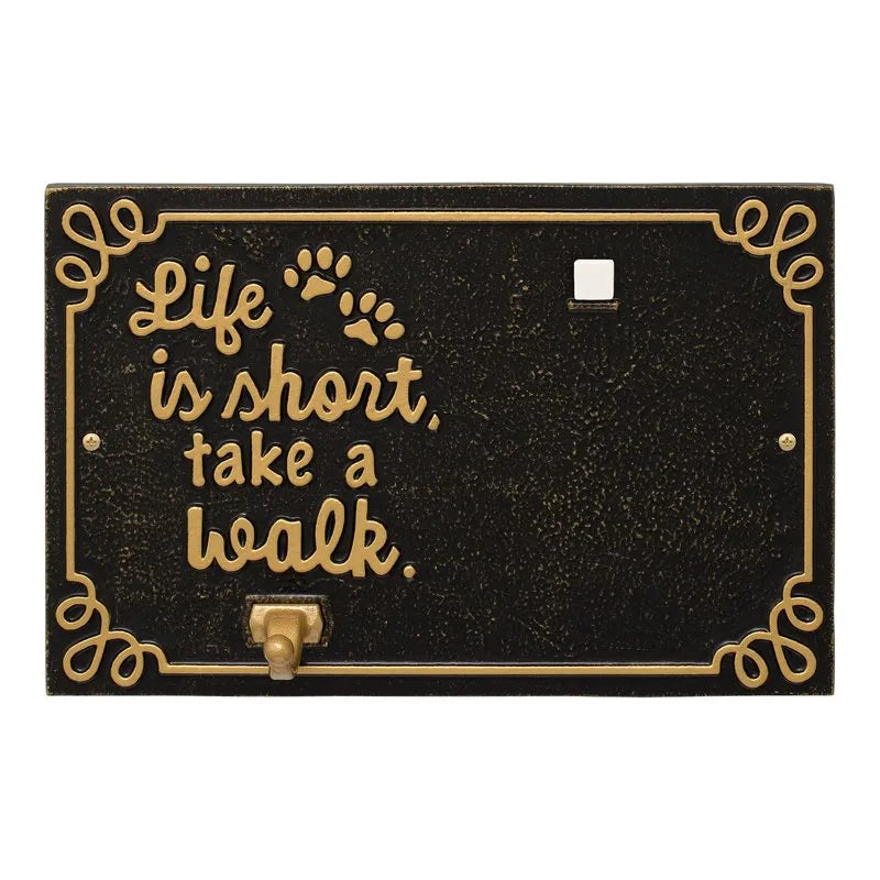 Life is Short Take a Walk Wall Plaque with Photo Clip and Leash Hook