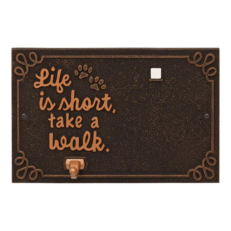 Life is Short Take a Walk Wall Plaque with Photo Clip and Leash Hook