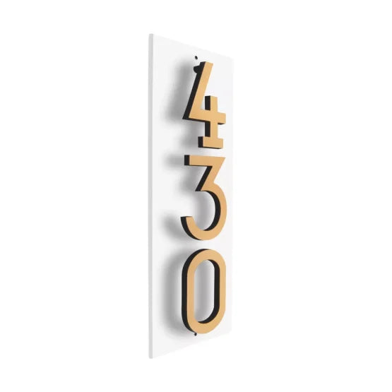 Modern Floating Standoff Plaque - 3 Number Vertical