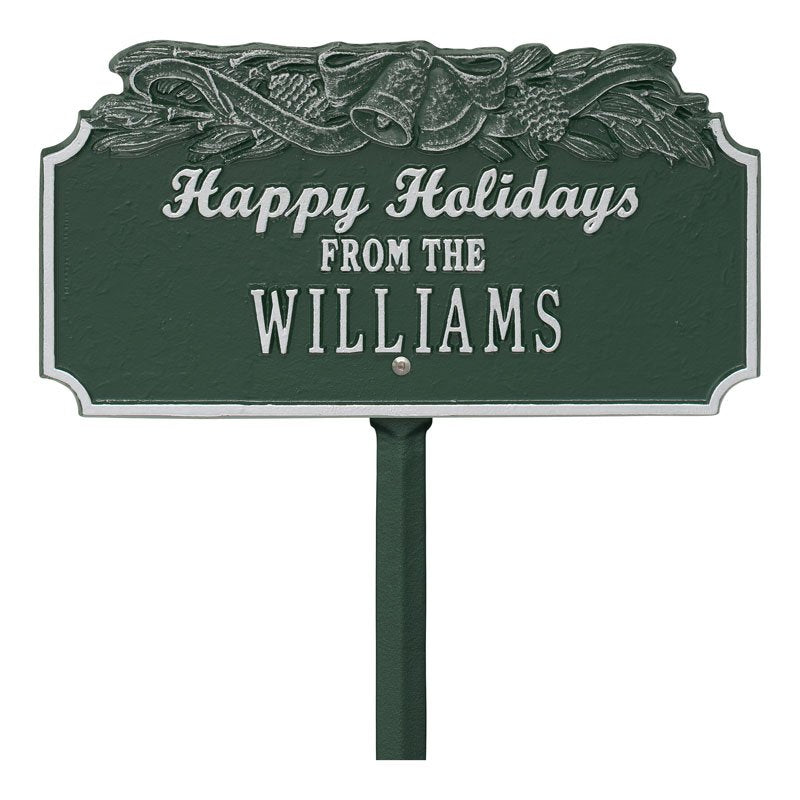 “Happy Holidays” Bells Personalized Lawn Plaque