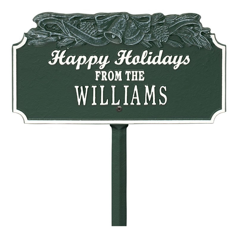 “Happy Holidays” Bells Personalized Lawn Plaque
