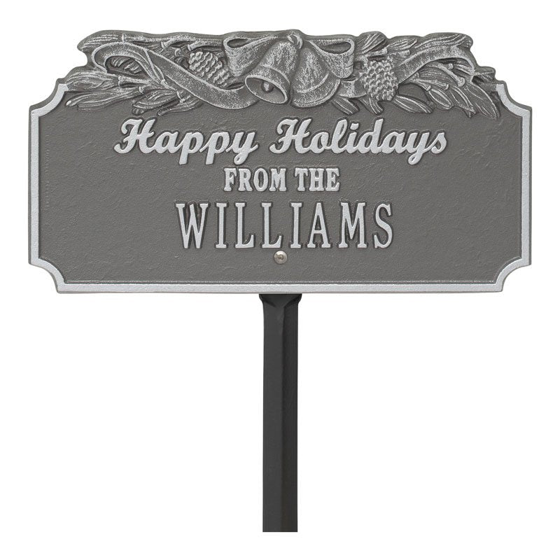 “Happy Holidays” Bells Personalized Lawn Plaque