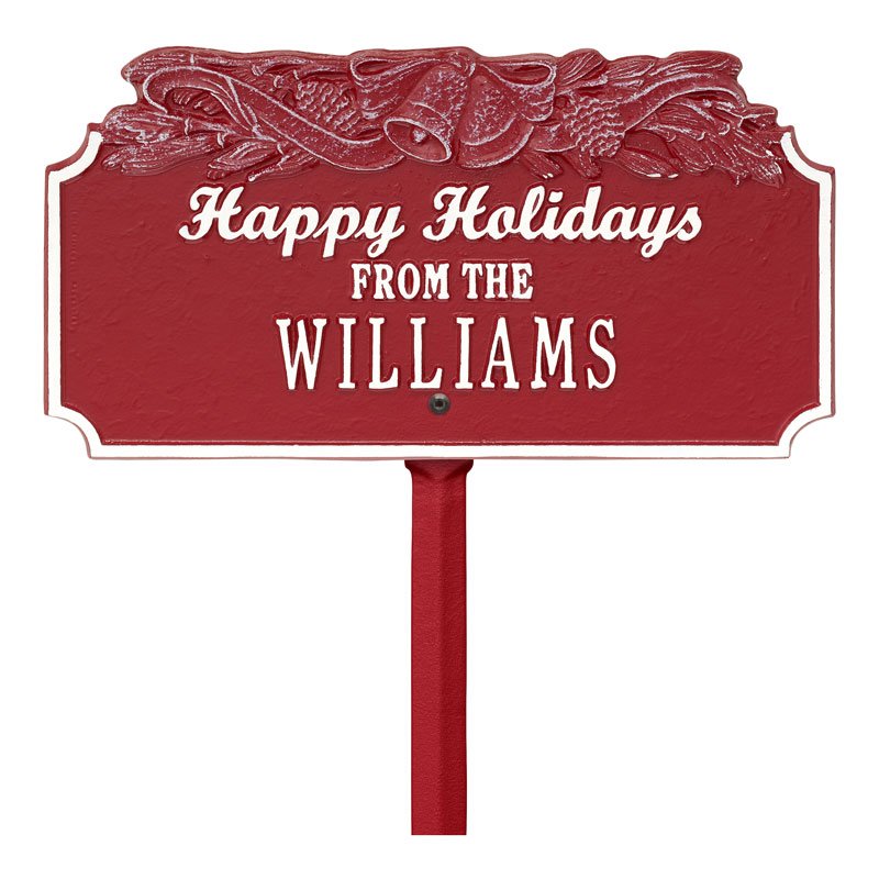 “Happy Holidays” Bells Personalized Lawn Plaque