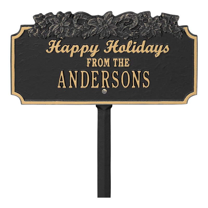 “Happy Holidays” Candy Canes Personalized Lawn Plaque