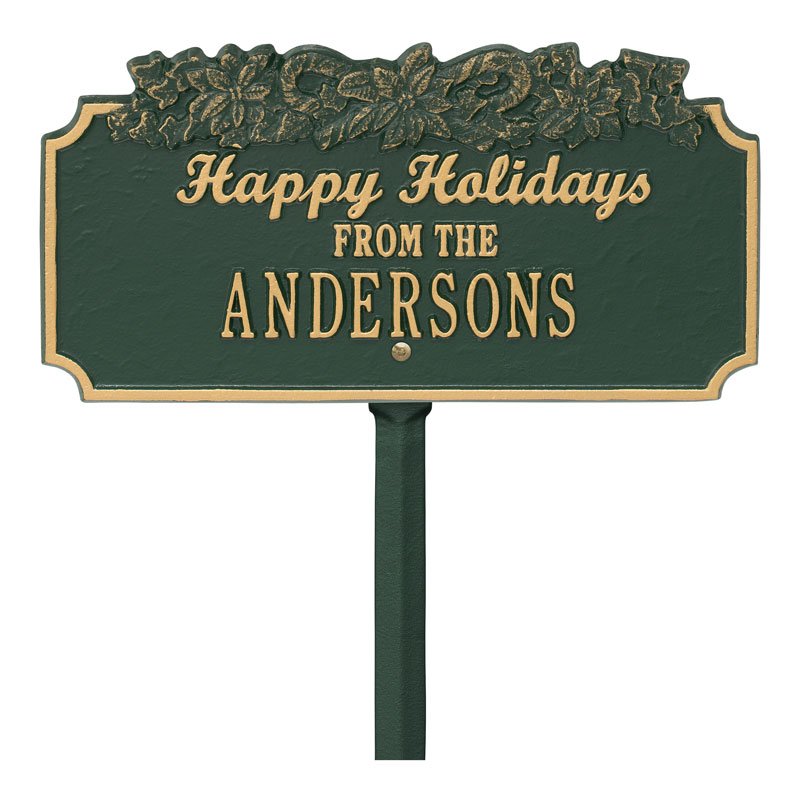 “Happy Holidays” Candy Canes Personalized Lawn Plaque
