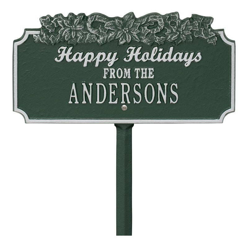 “Happy Holidays” Candy Canes Personalized Lawn Plaque