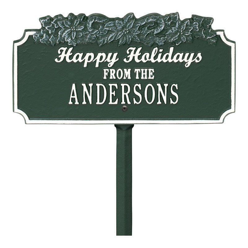 “Happy Holidays” Candy Canes Personalized Lawn Plaque