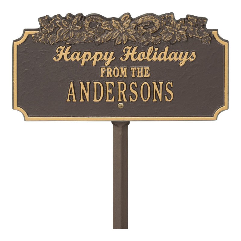 “Happy Holidays” Candy Canes Personalized Lawn Plaque