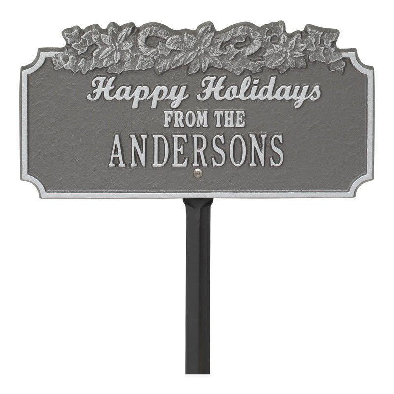 “Happy Holidays” Candy Canes Personalized Lawn Plaque