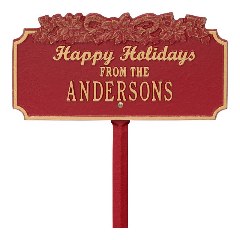“Happy Holidays” Candy Canes Personalized Lawn Plaque