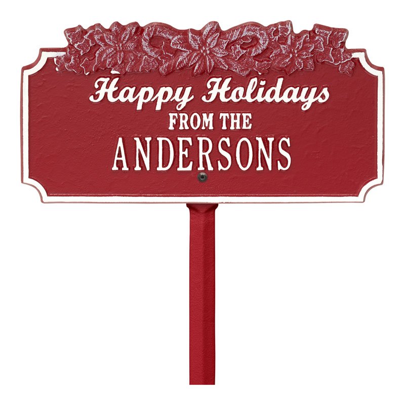 “Happy Holidays” Candy Canes Personalized Lawn Plaque