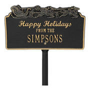 “Happy Holidays” Sleigh Personalized Lawn Plaque