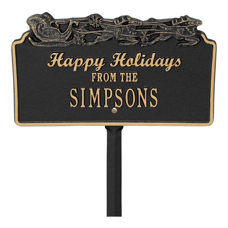 “Happy Holidays” Sleigh Personalized Lawn Plaque