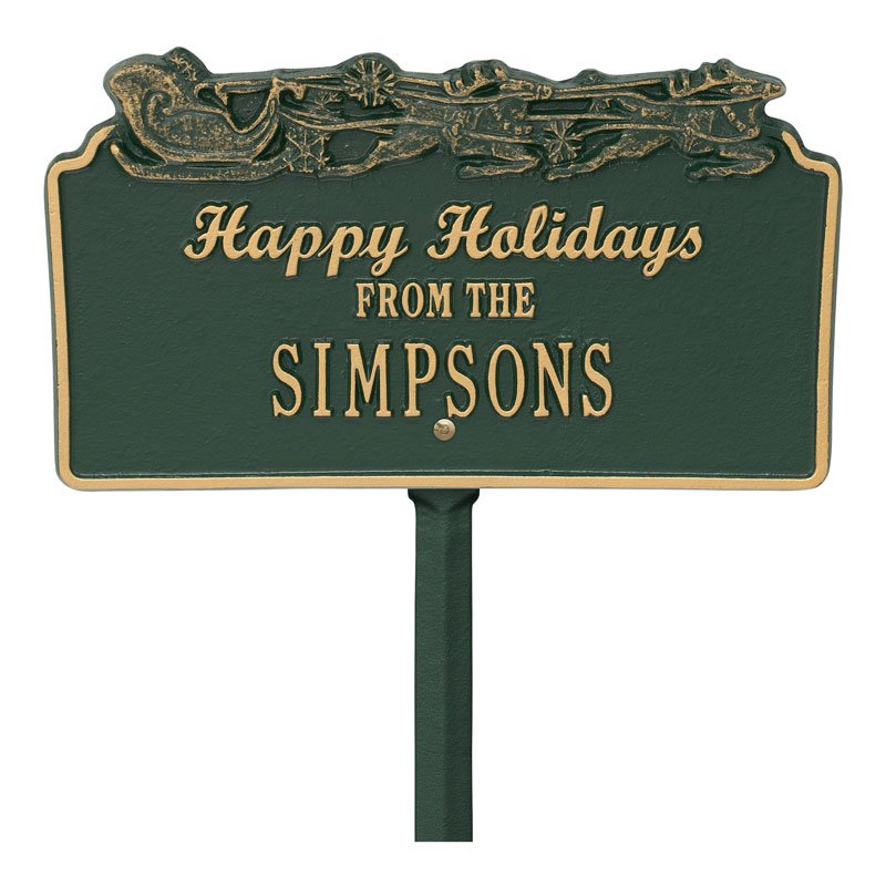 “Happy Holidays” Sleigh Personalized Lawn Plaque