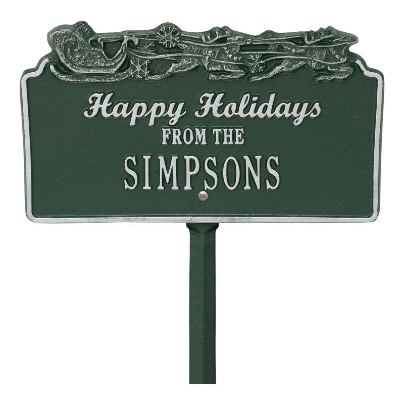 “Happy Holidays” Sleigh Personalized Lawn Plaque