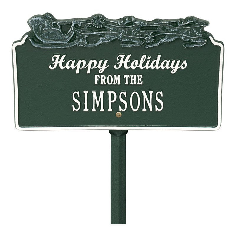 “Happy Holidays” Sleigh Personalized Lawn Plaque