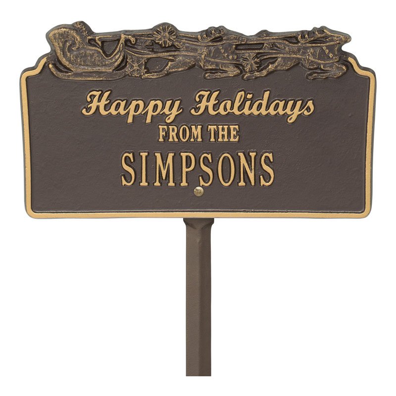“Happy Holidays” Sleigh Personalized Lawn Plaque