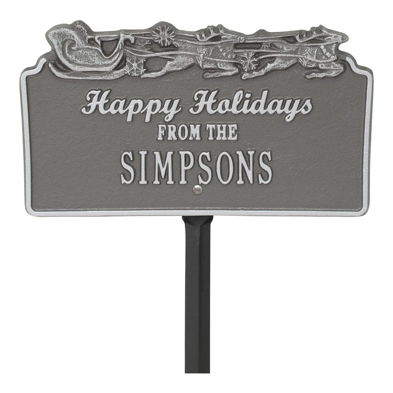 “Happy Holidays” Sleigh Personalized Lawn Plaque