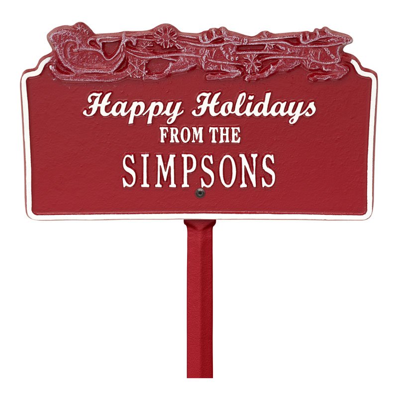 “Happy Holidays” Sleigh Personalized Lawn Plaque