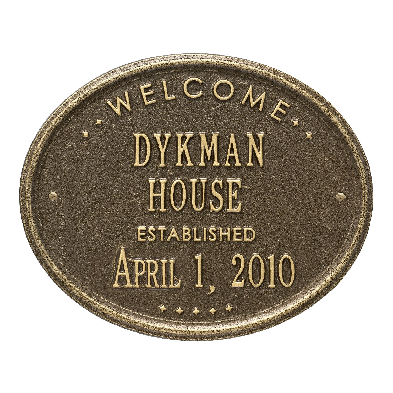 Welcome Oval "HOUSE" Established Personalized Plaque