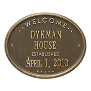 Welcome Oval "HOUSE" Established Personalized Plaque