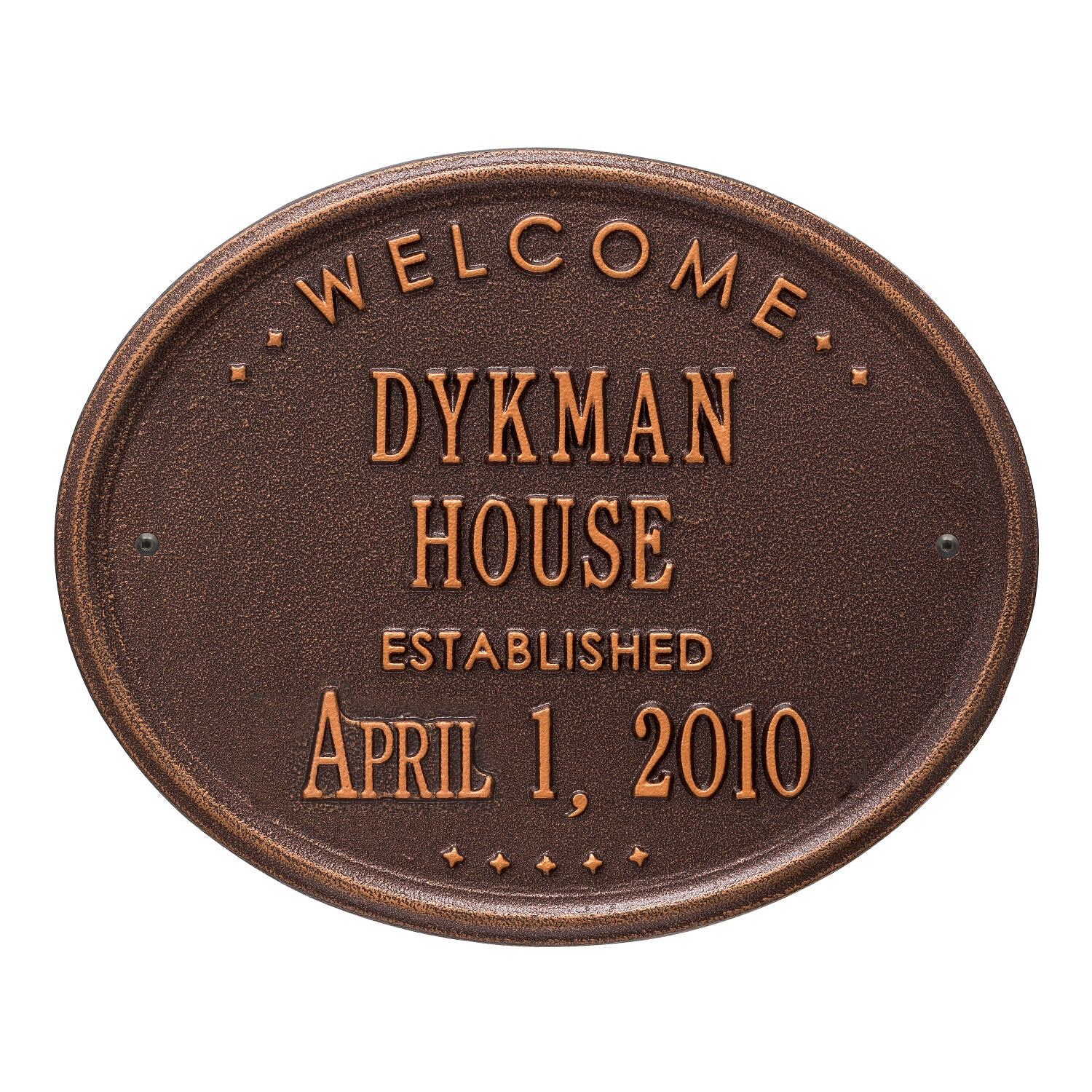 Welcome Oval "HOUSE" Established Personalized Plaque