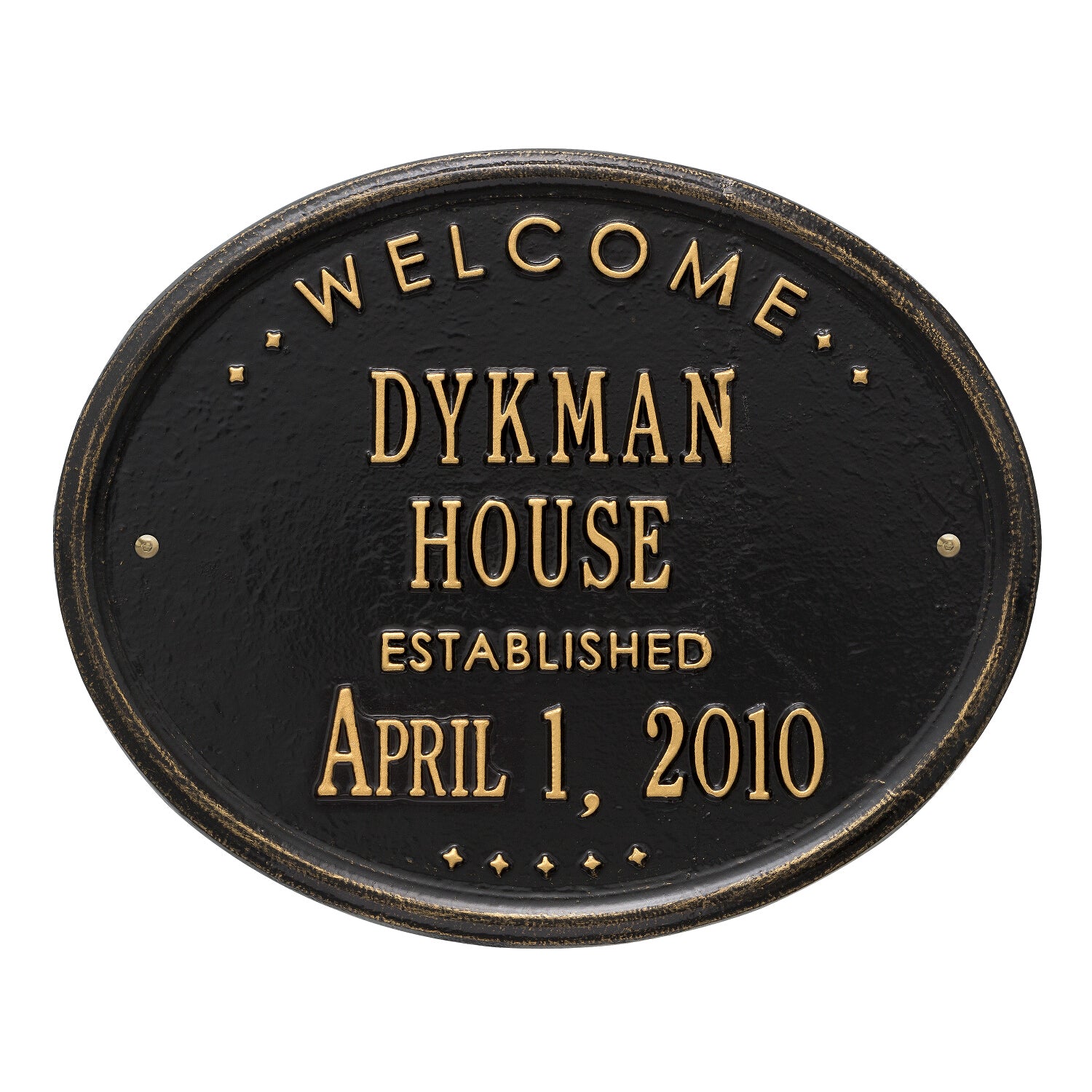 Welcome Oval "HOUSE" Established Personalized Plaque