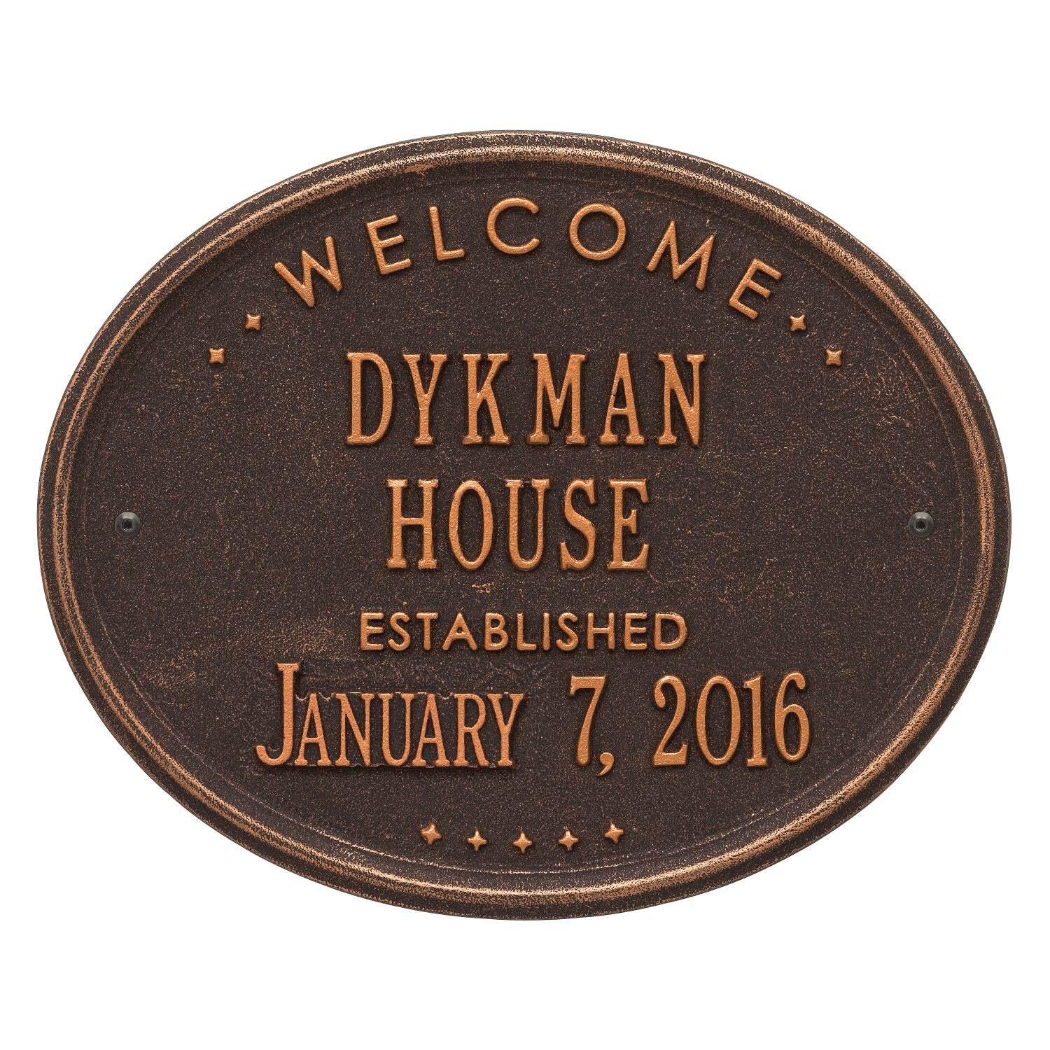 Welcome Oval "HOUSE" Established Personalized Plaque