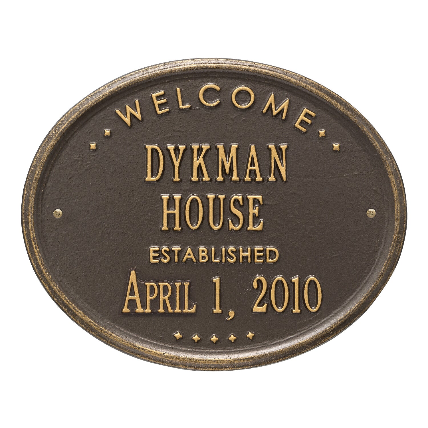 Welcome Oval "HOUSE" Established Personalized Plaque
