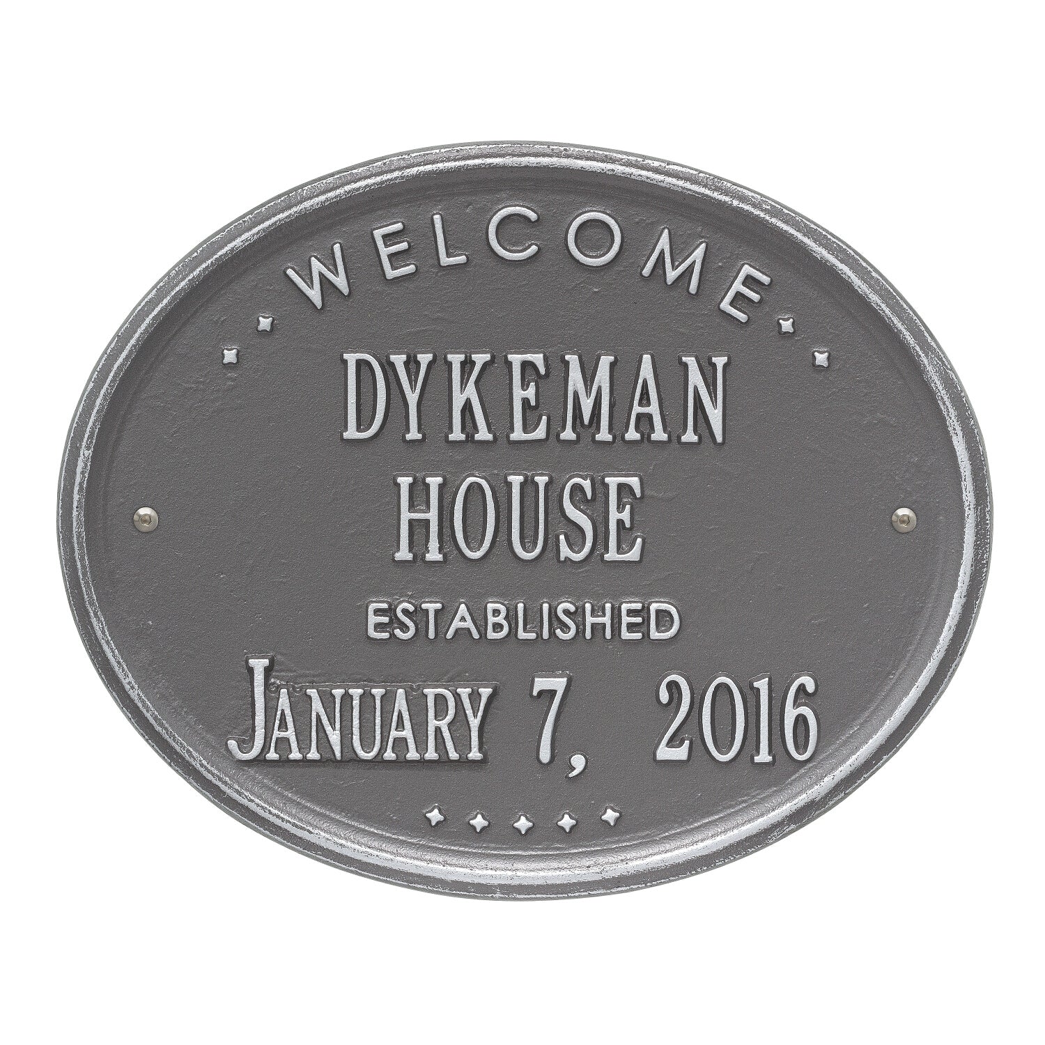 Welcome Oval "HOUSE" Established Personalized Plaque