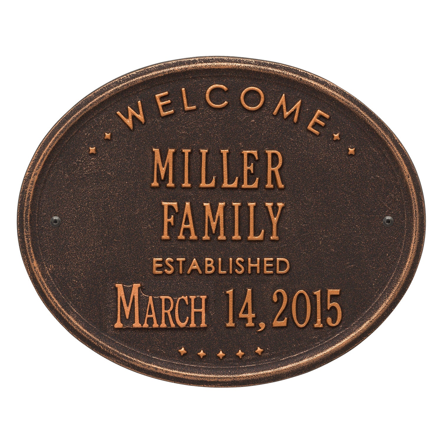 Welcome Oval "FAMILY" Established Personalized Plaque