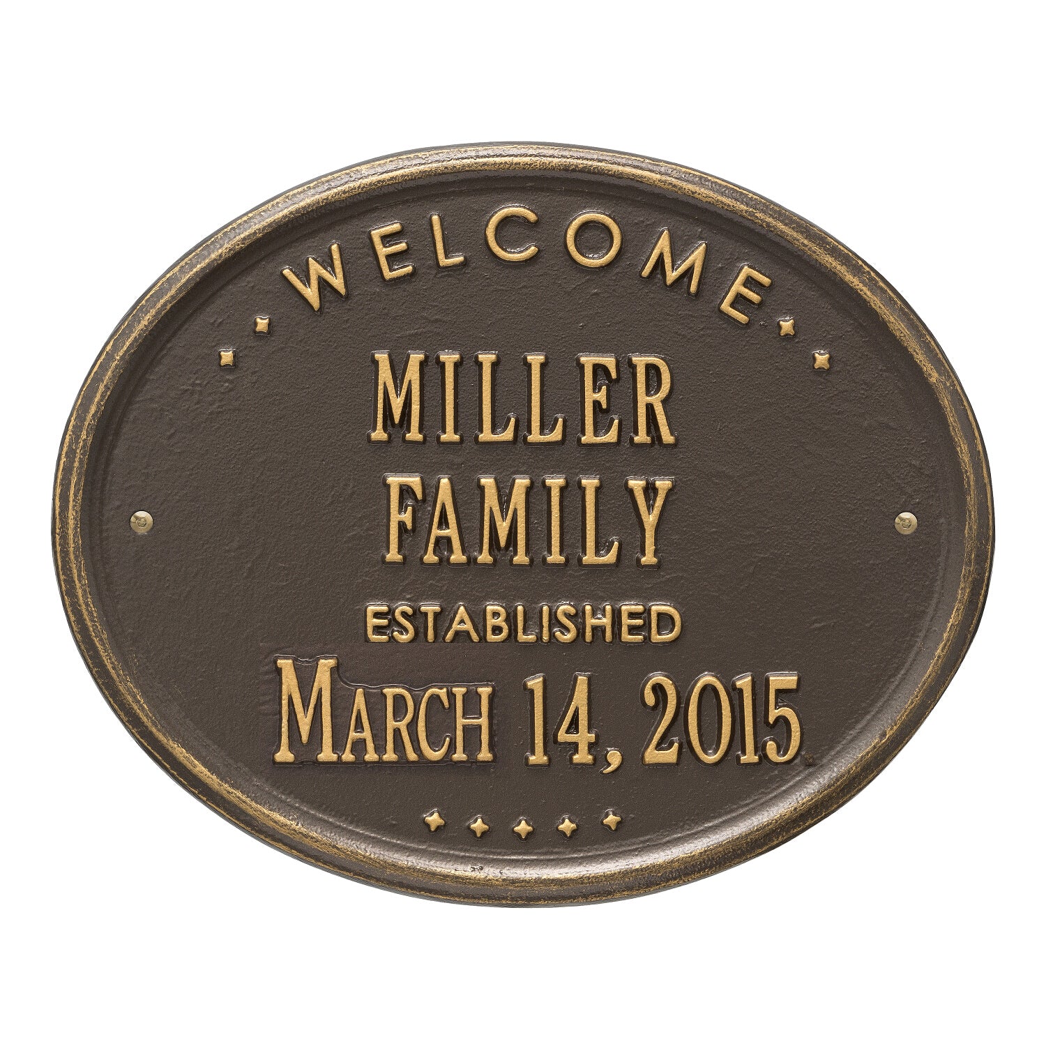 Welcome Oval "FAMILY" Established Personalized Plaque