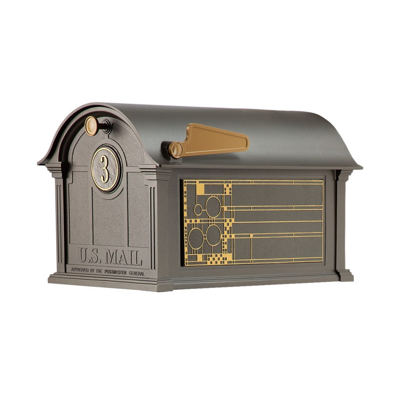 Balmoral Mailbox Frank Lloyd Wright Coonley Package #1 (Balmoral Mailbox, Personalized Door Medallion, Non-Personalized Coonley Sides)