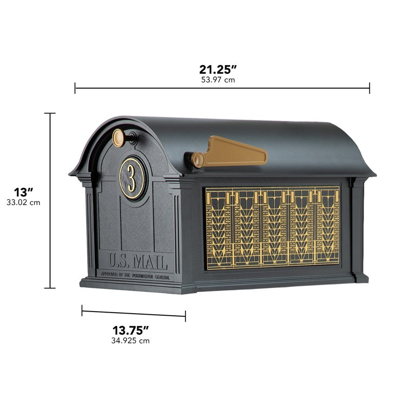 Balmoral Mailbox Frank Lloyd Wright Tree of Life Package #1 (Balmoral Mailbox, Personalized Door Medallion, Non-Personalized Tree of Life Sides)