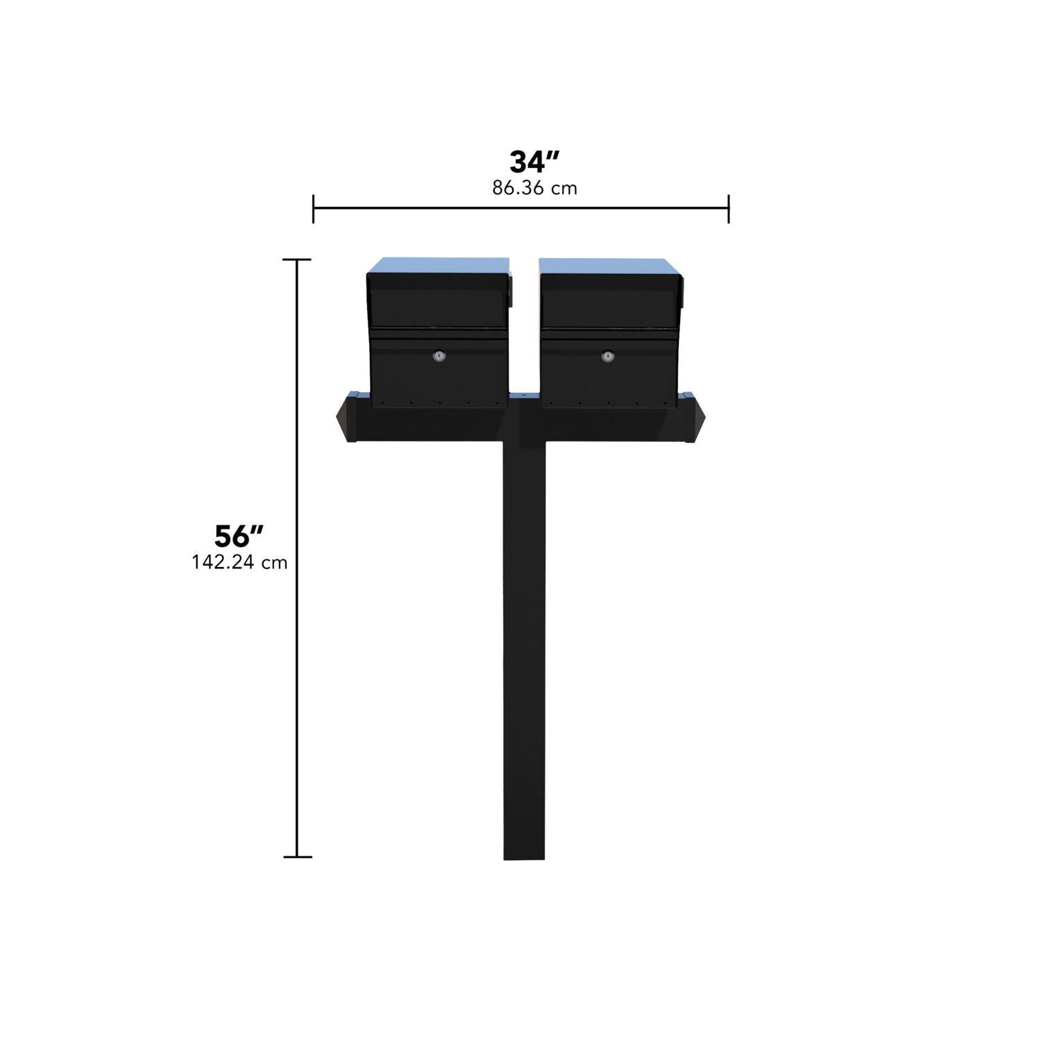 Package: Duo Mount MailVault Mailbox /w/ Pyramid Caps (2 Mailboxes, Alt Duo Mount Post /w/ MV Hardware)