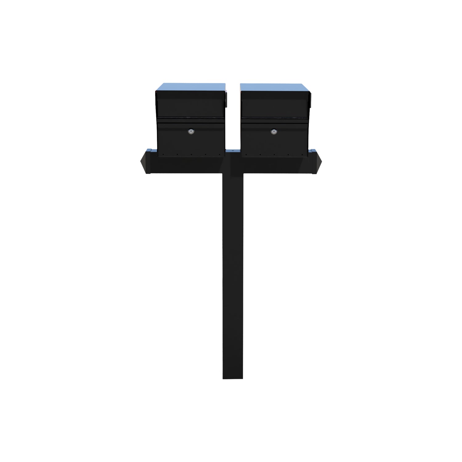 Package: Duo Mount MailVault Mailbox /w/ Pyramid Caps (2 Mailboxes, Alt Duo Mount Post /w/ MV Hardware)
