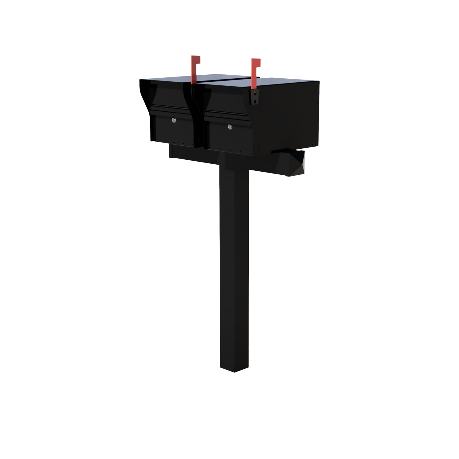 Package: Duo Mount MailVault Mailbox /w/ Pyramid Caps (2 Mailboxes, Alt Duo Mount Post /w/ MV Hardware)