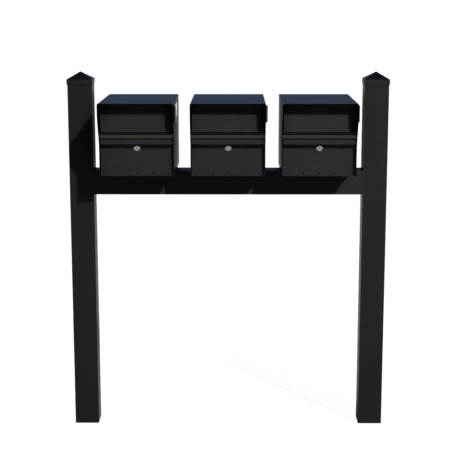 Triple Mount MailVault Mailbox Rack /w/ Pyramid Caps (3 Mailboxes, Tri-Mount Rack /w/ MV Hardware)