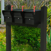 Triple Mount MailVault Mailbox Rack /w/ Pyramid Caps (3 Mailboxes, Tri-Mount Rack /w/ MV Hardware)