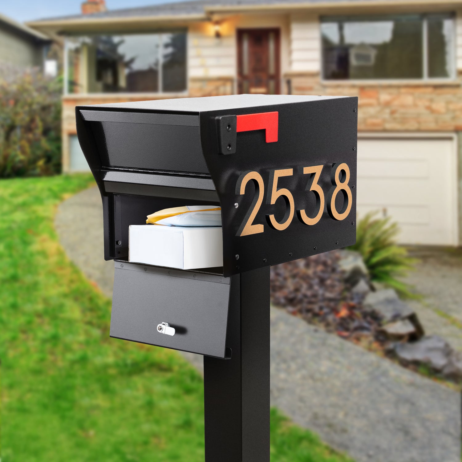 MailVault Mailbox - Standard Post & Stand-Off Numbers