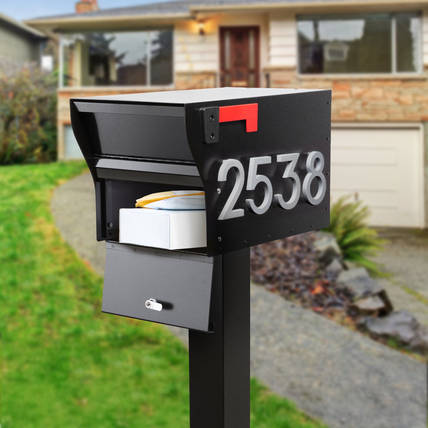 MailVault Mailbox - Standard Post & Stand-Off Numbers