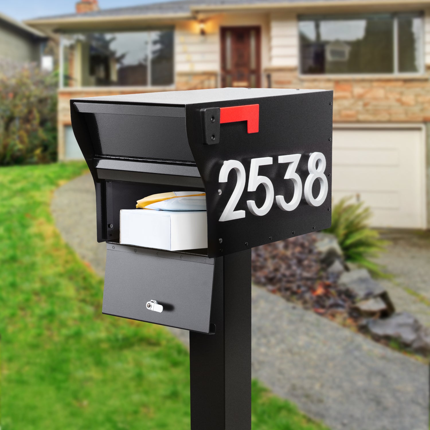 MailVault Mailbox - Standard Post & Stand-Off Numbers