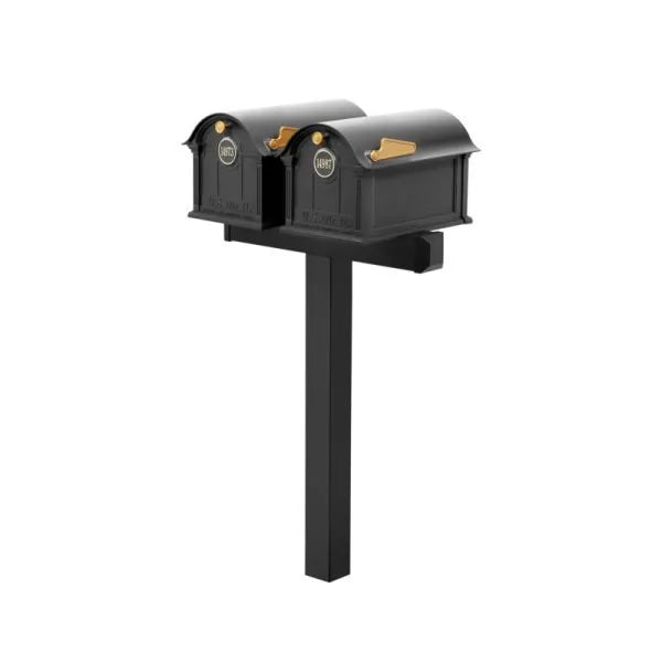 Balmoral Duo Mount Mailbox /w/ Personalized Door Medallion (2 Mailboxes, Duo Mount Post, 2 Door Medallions)