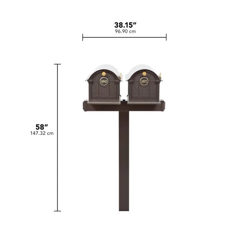 Balmoral Duo Mount Mailbox - 2 Mailboxes, Duo Mount Post, 2 Door Medallions