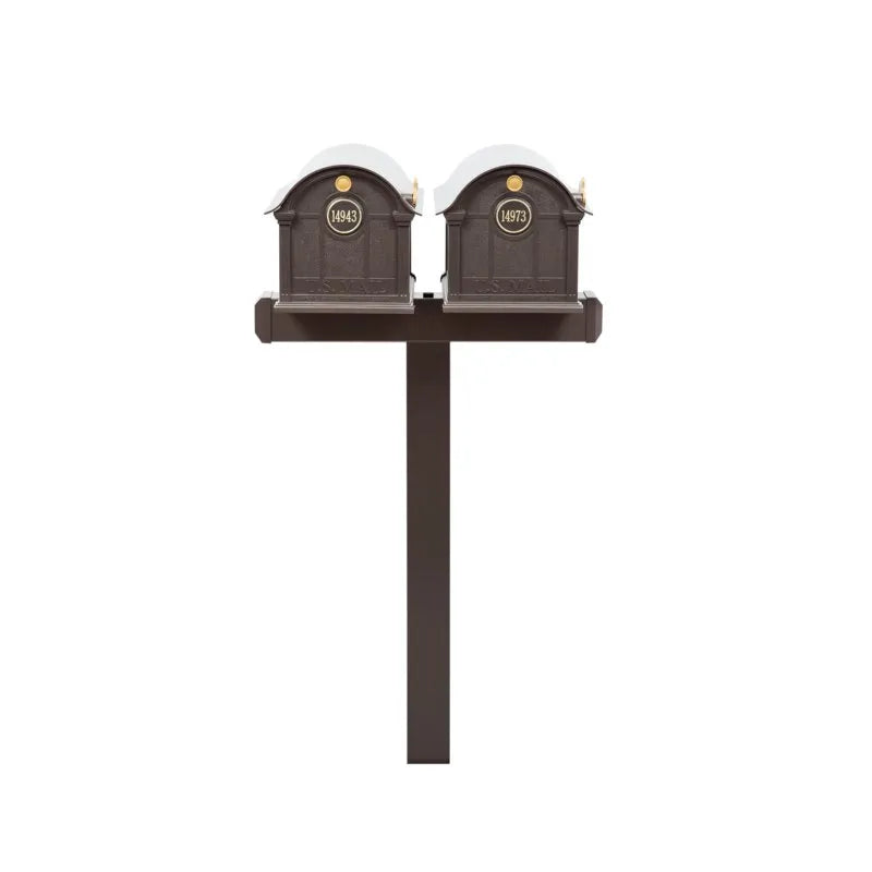 Balmoral Duo Mount Mailbox - 2 Mailboxes, Duo Mount Post, 2 Door Medallions