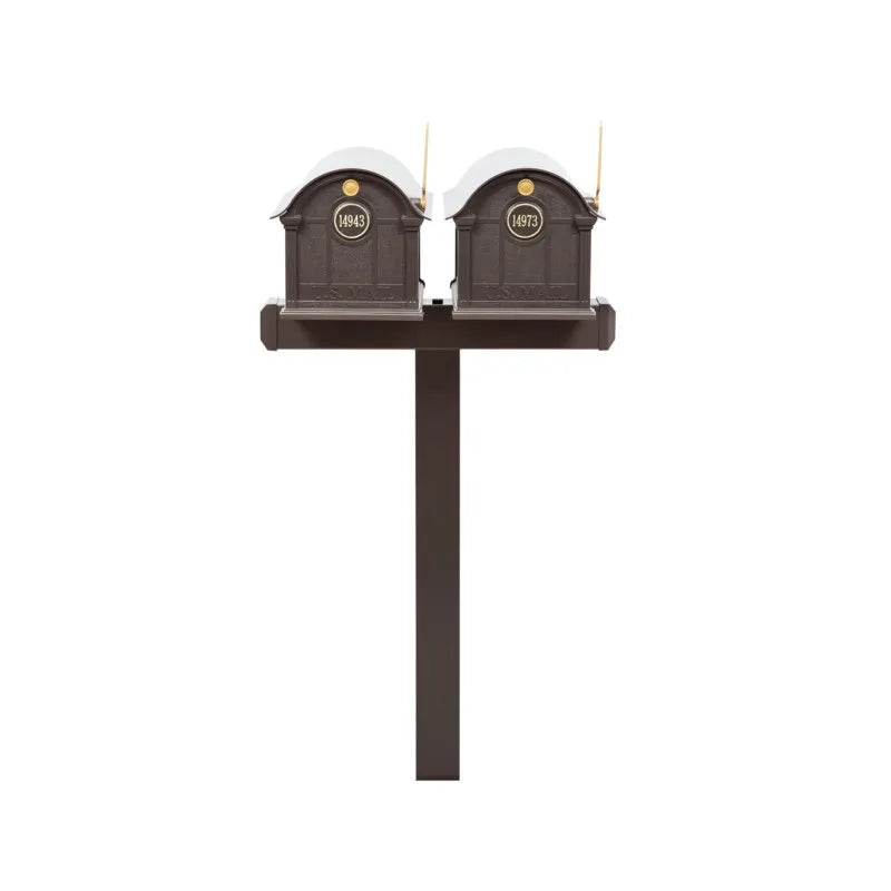 Balmoral Duo Mount Mailbox - 2 Mailboxes, Duo Mount Post, 2 Door Medallions