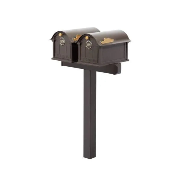 Balmoral Duo Mount Mailbox /w/ Personalized Door Medallion (2 Mailboxes, Duo Mount Post, 2 Door Medallions)